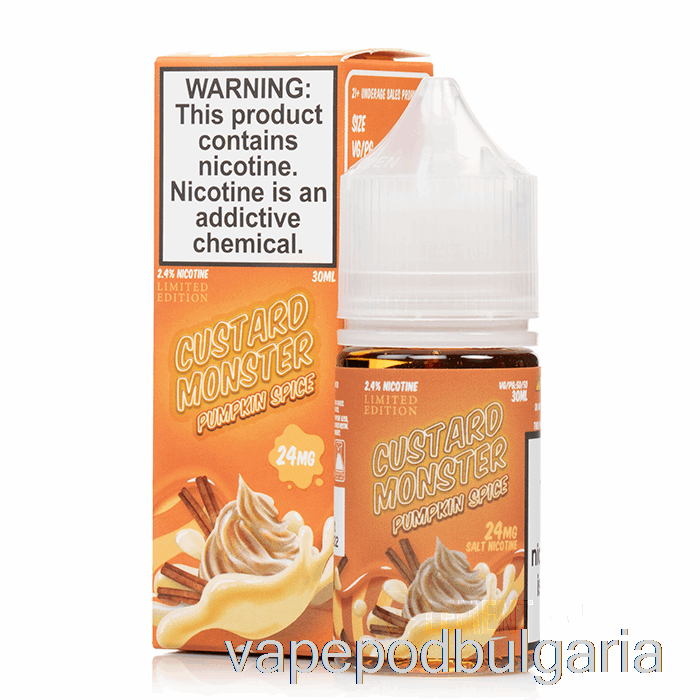 Vape 10000 Дръпки Pumpkin Spice - Custard Monster Salts - 30ml 48mg